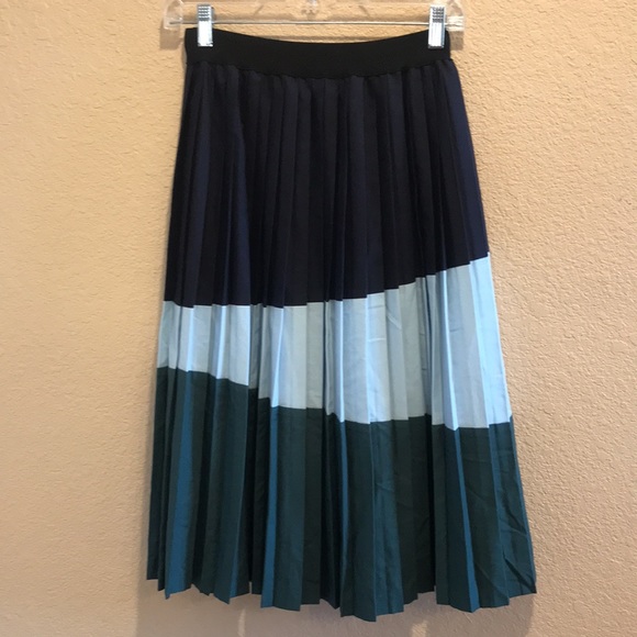 Motoreta Florence Pleated Maxi Skirt Elastic Band Color Block Blue Green Size Sm - Picture 8 of 16